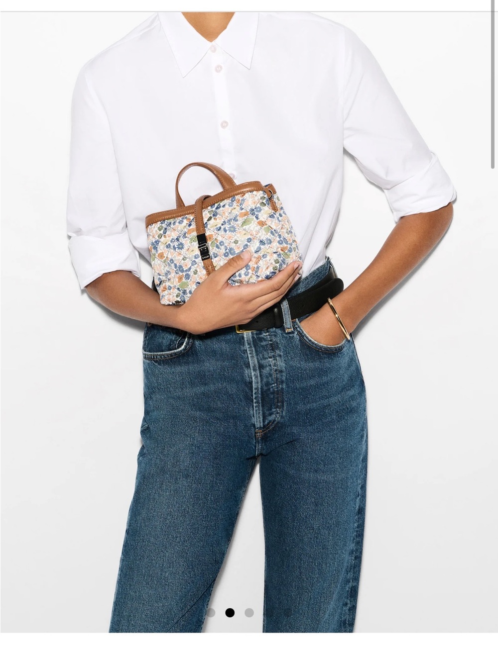 MZ WALLACE ASTOR MINI Poppy Floral Tote Bag with Tan Leather Trim